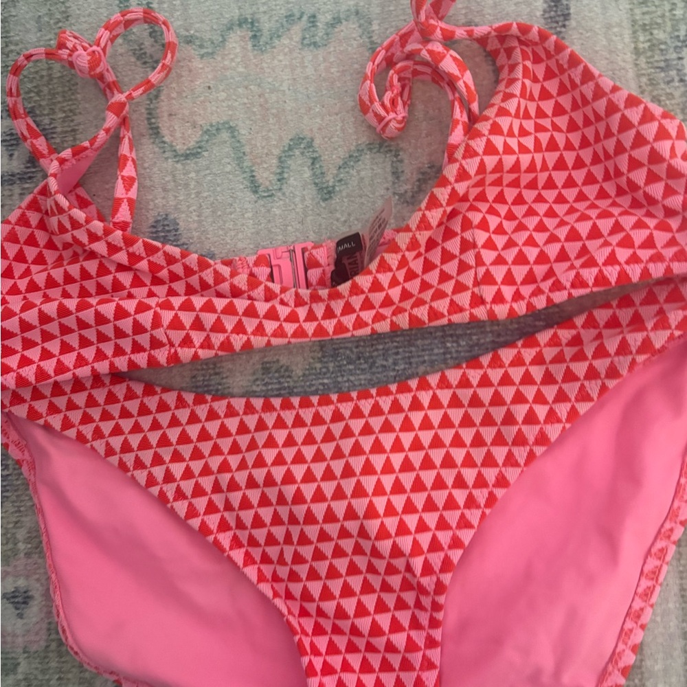 ANGL Kids Bikini - Red and Pink Triangle Design